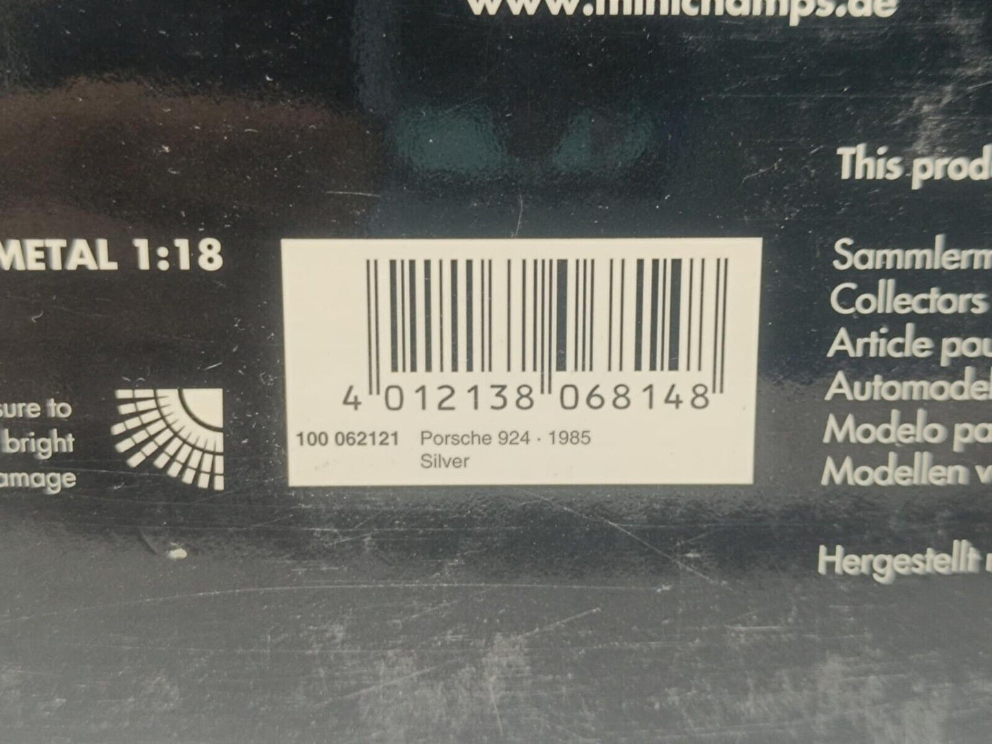 Porsche 924 Silver 1985 - Minichamps 1:18 Rare Models Usato + Box