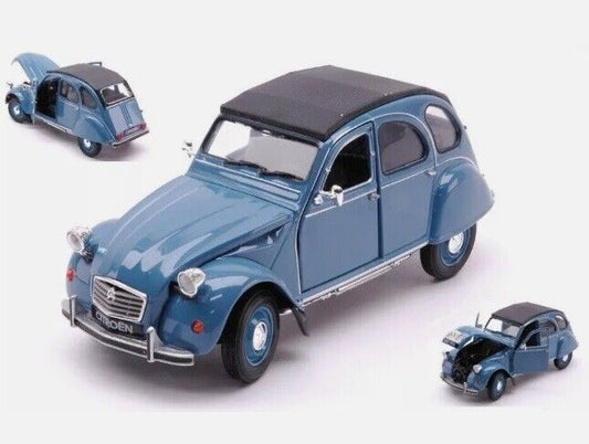 Citroen 2CV 2 CV 1975 Blu Blue Welly 1:24 Nuovo 1/24