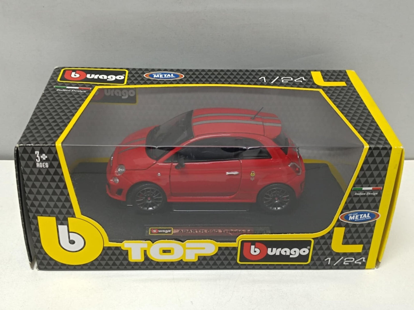 Abarth 500 695 Tributo Ferrari 2009 Red Rosso Burago 1:24 Usato + Box Rare