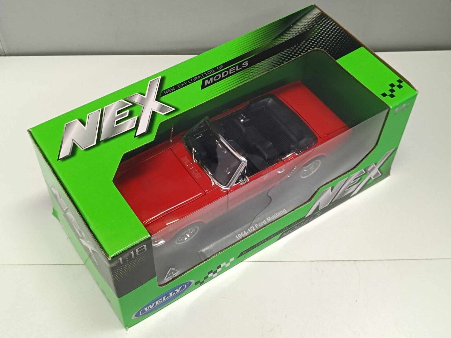 Ford USA Mustang Cabriolet 1/2 - 1964 Red Rosso - Welly 1:18 Nuovo 1/18