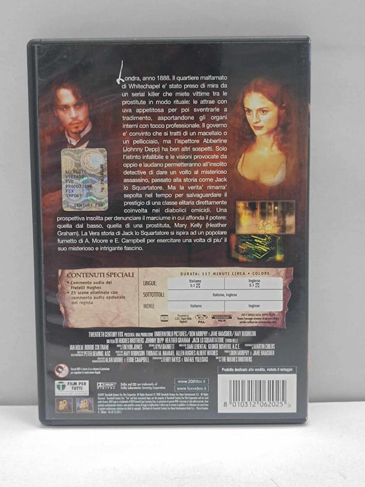 La Vera Storia Di Jack Lo Squartatore Film DVD Italiano Ita Usato Johnny Depp
