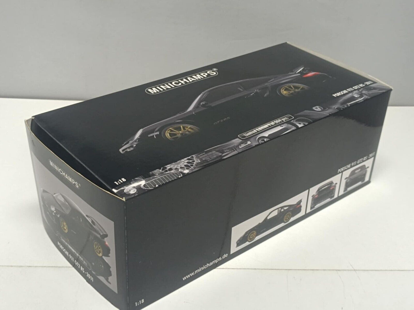 Porsche 911 GT2 RS 2011 Black With Gold Wheels Minichamps 1:18 Usato + Box Rare