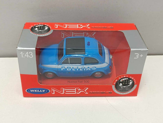 Fiat Nuova 500 - 1965 Polizia Police - Welly Nex 1:43 Nuovo