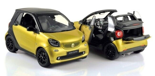 Smart Fortwo For Two Cabrio 2014 Norev 1:18 Black To Yellow Dealer Edition Nuovo
