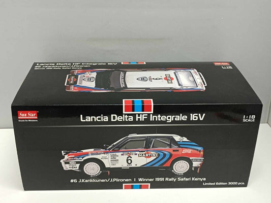 Lancia Delta HF Integrale 16v Winner 1991 Safari Kenya Kankkunen Sun Star 1:18