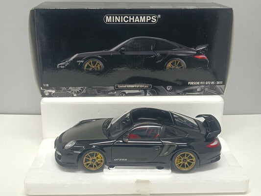 Porsche 911 GT2 RS 2011 Black With Gold Wheels Minichamps 1:18 Usato + Box Rare