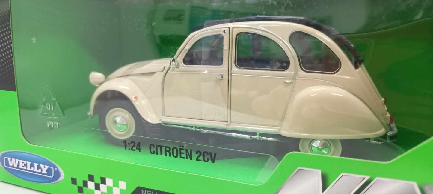 Citroen 2CV 2 cv Beige Welly Nex 1:24 Nuovo 1/24