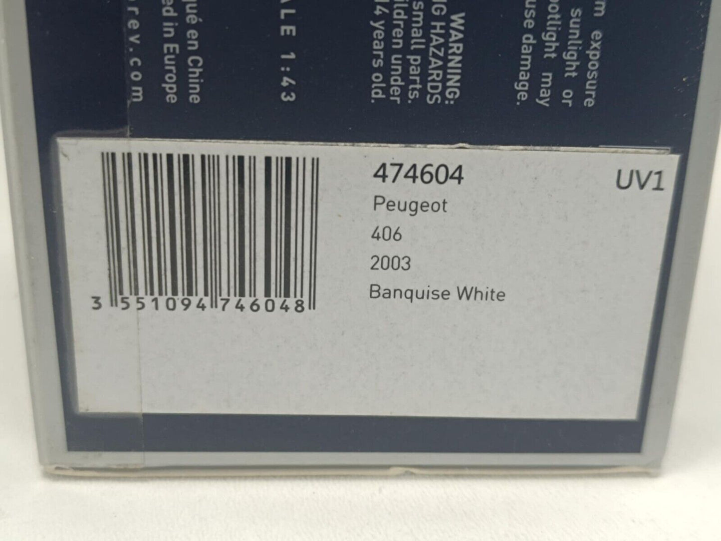 Peugeot 406 Banquise White Bianco 2003 Norev 1:43 Usato + Box Rare Rara 474604