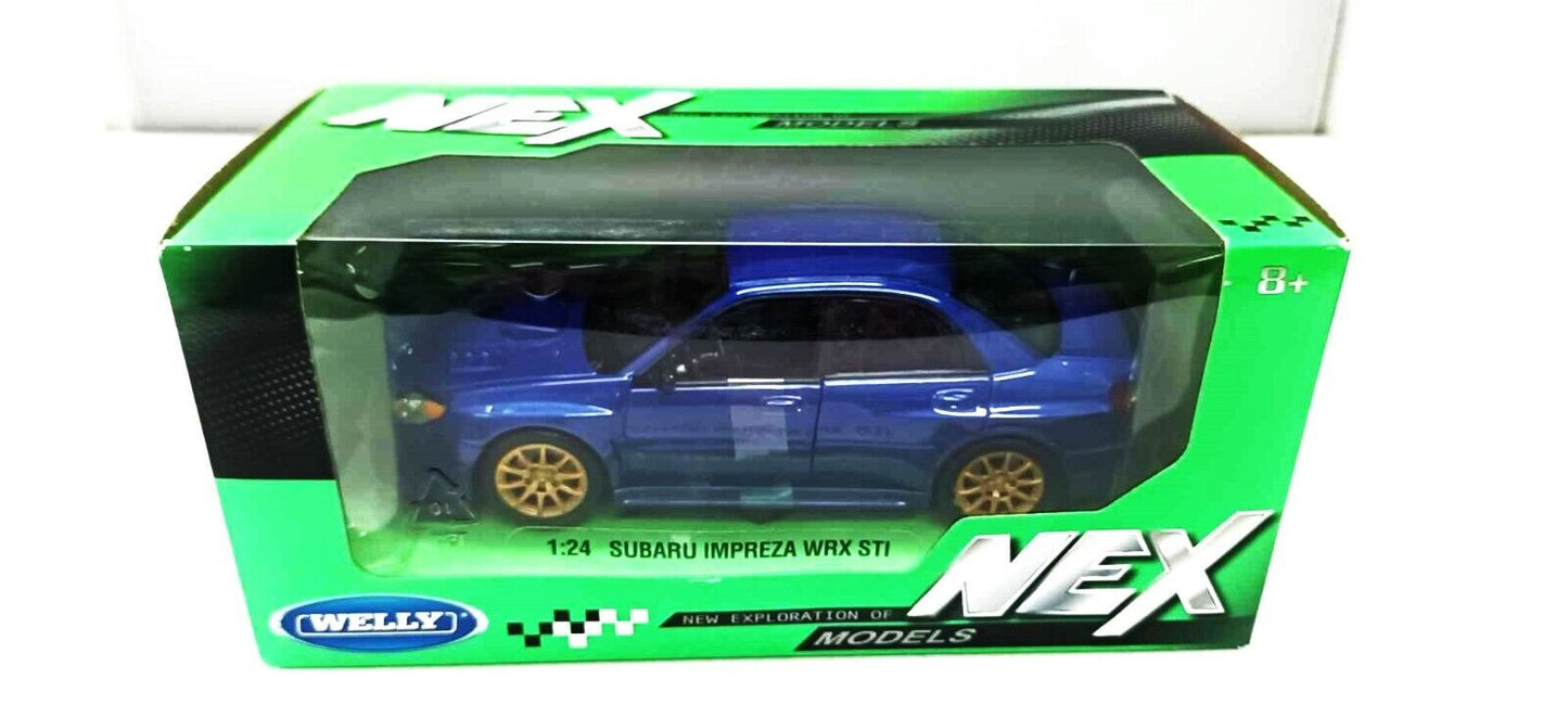Subaru Impreza WRX STI 2010 Blu Blue Welly Nex 1:24 Nuovo 1/24