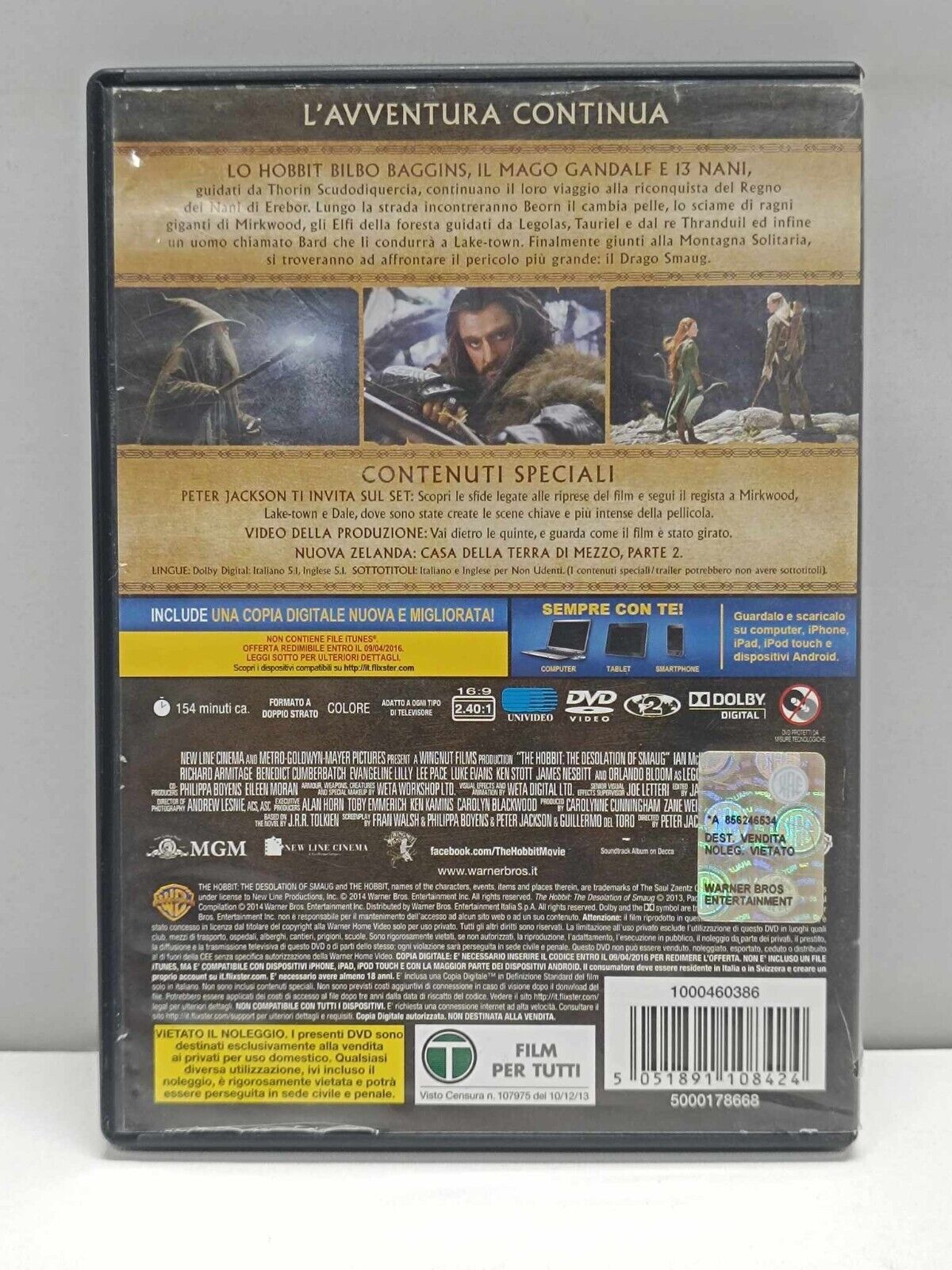 Lo Hobbit La Desolazione Di Smaug Film DVD Italiano 2 Dischi Usato Ita