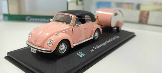 Volkswagen Beetle Soft Top Cararama 1/43 Rosa + Box Teca GM Shop
