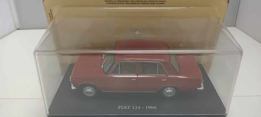 Fiat 124 1966 Edicola Auto Vintage 1:24 Rosso Usato + Teca + Fascicolo