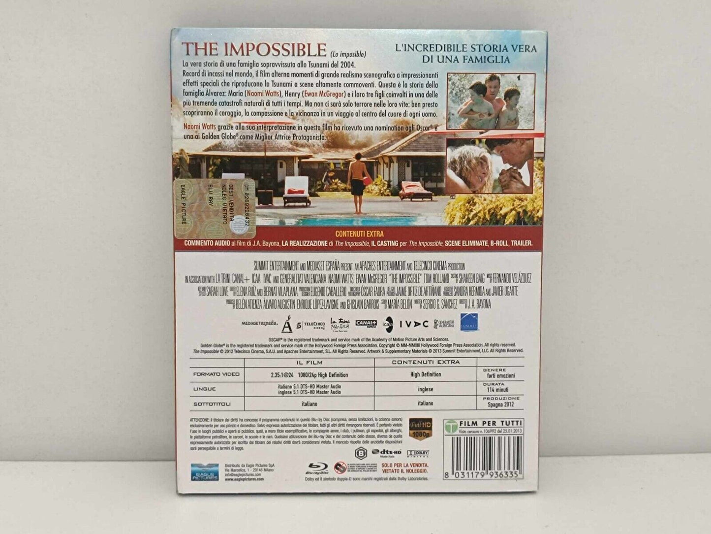 The Impossible Film Blu Ray Ita Italiano Naomi Watts Usato