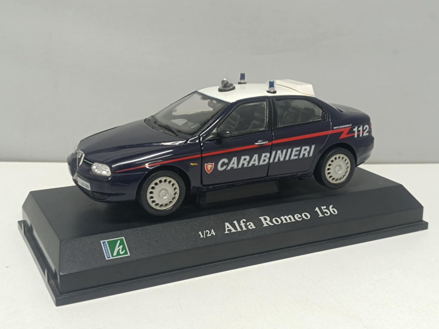 Alfa Romeo 156 Carabinieri Police 1998 Cararama Hongwell 1:24 Usato + Basetta