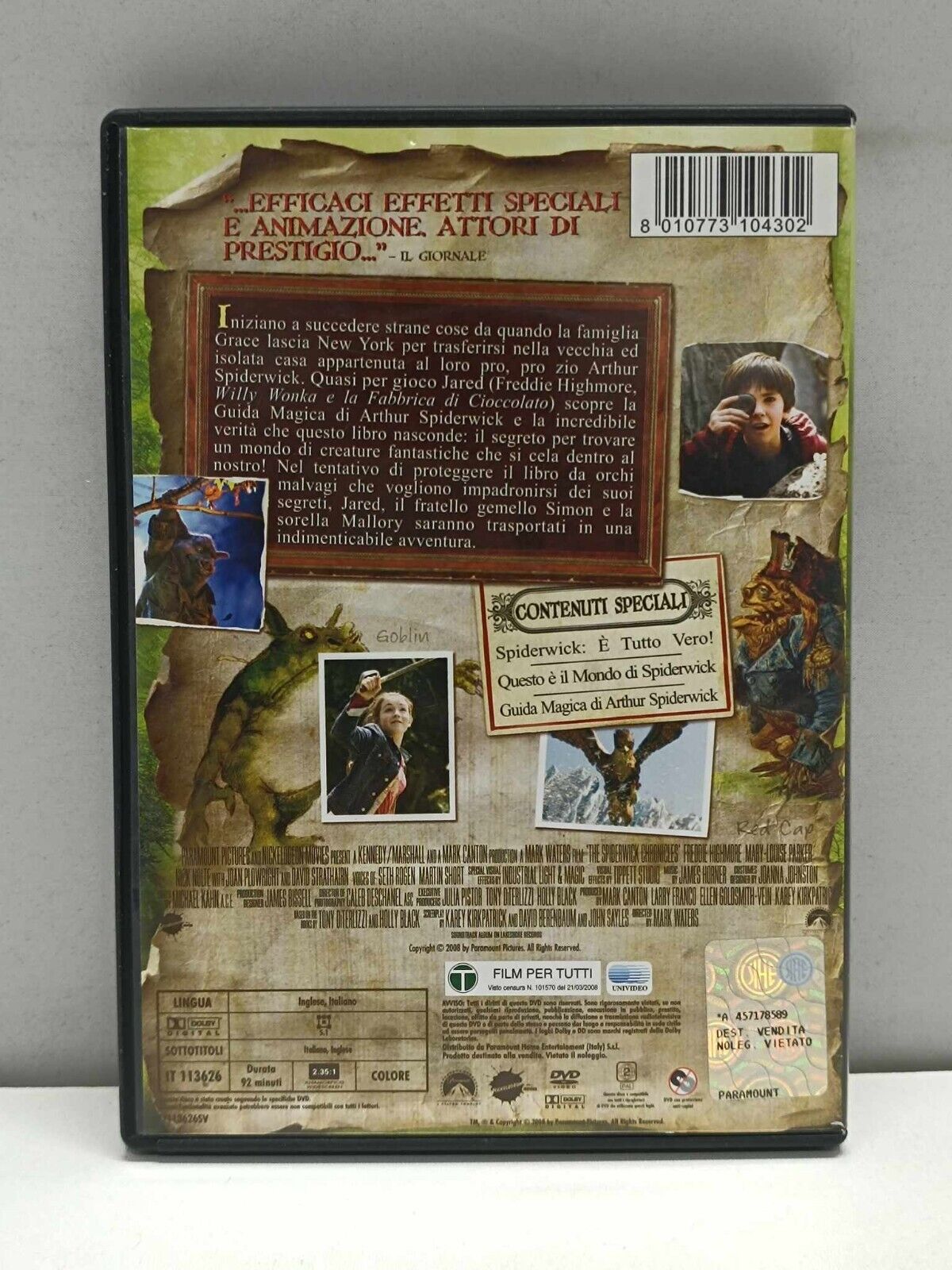 Spiderwick Le Cronache Film DVD Usato Italiano Ita