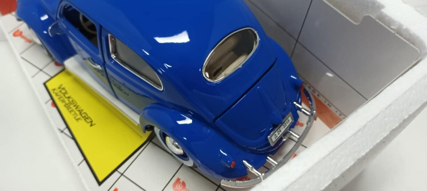 Volkswagen Kafer Beetle Maggiolino 1955 Blu Blue Burago 1:18 Usato Made in Italy