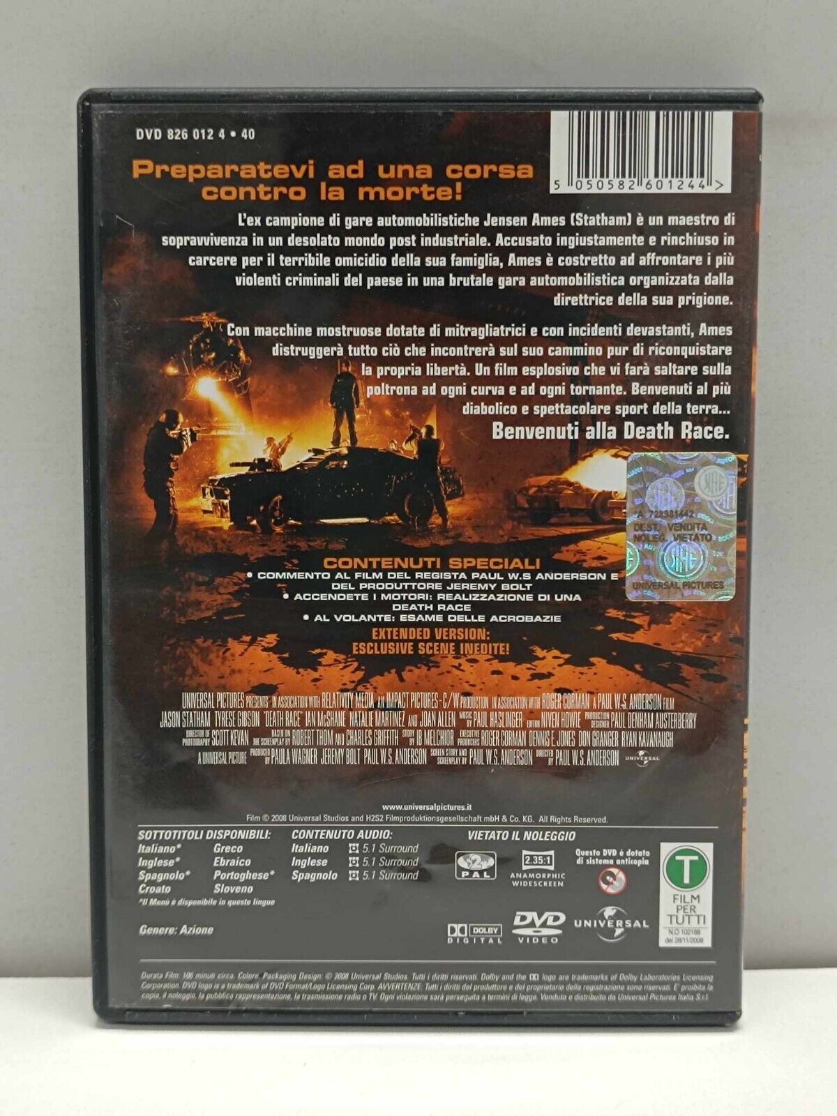 Death Race Film DVD Italiano Usato Ita Jason Statham Fuori Catalogo
