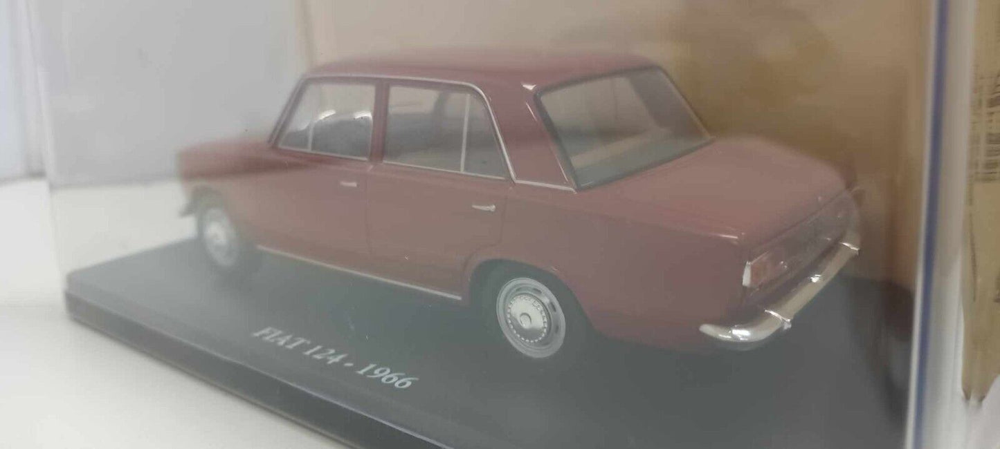 Fiat 124 1966 Edicola Auto Vintage 1:24 Rosso Usato + Teca + Fascicolo