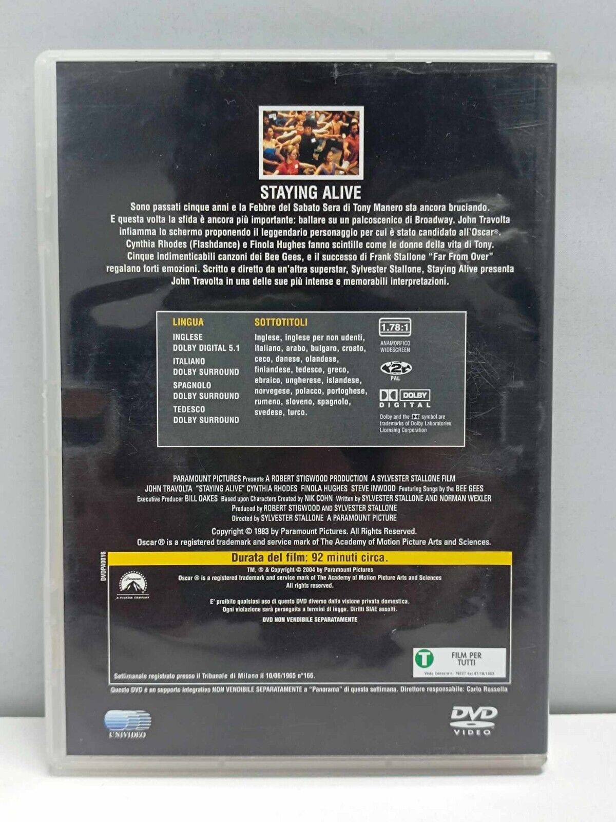 Staying Alive Edizione Film Musicali Panorama Fuori Catalogo DVD Usato Italiano