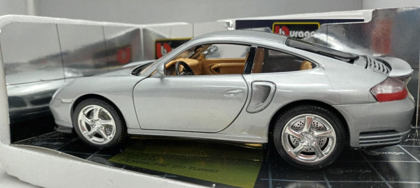 Porsche 911 Turbo 1999 Silver Burago Bburago 1:18 Made in Italy Usato 1/18