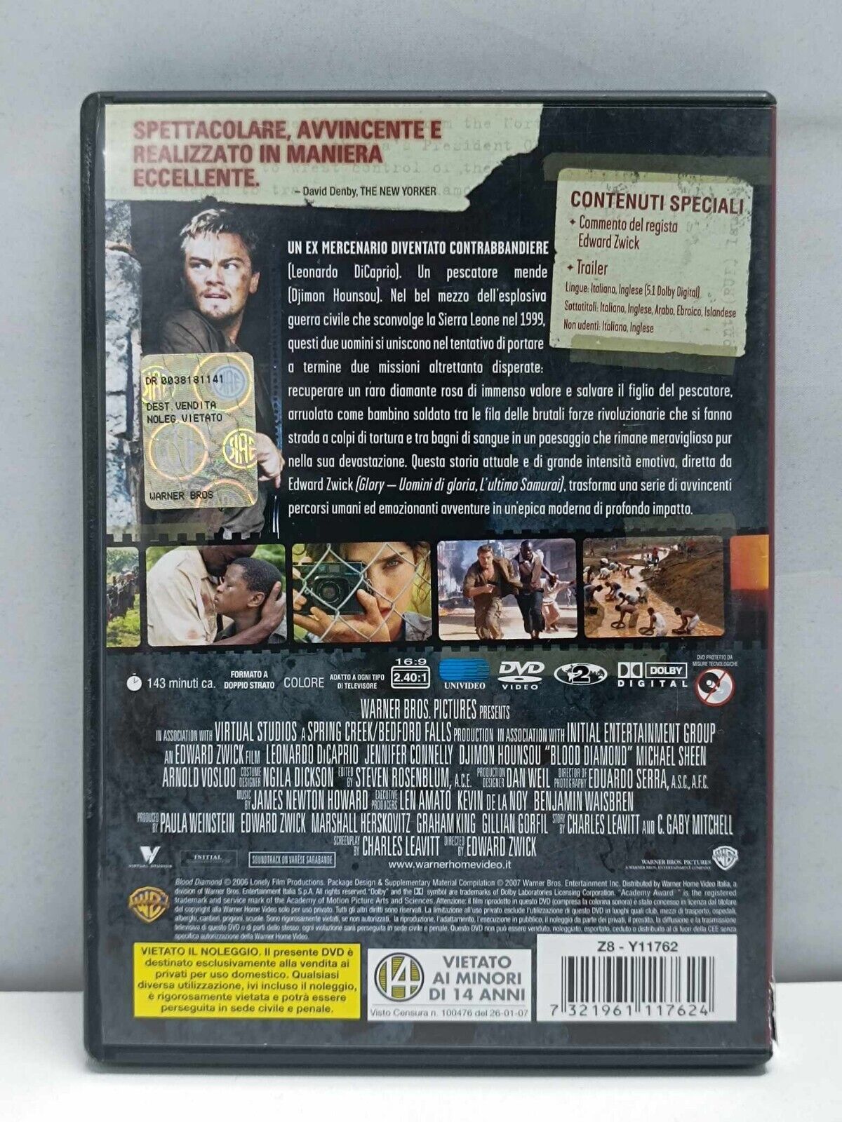 Blood Diamond Diamanti Di Sangue 2006 DVD Italiano Usato Leonardo DiCaprio
