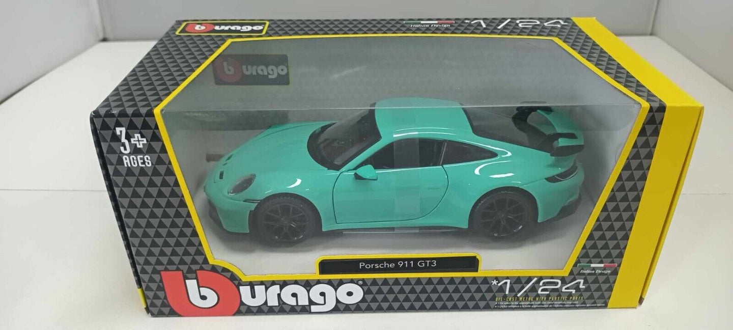 Porsche 911 GT3 Burago 1:24 Light Green Verde Nuovo 18-21104
