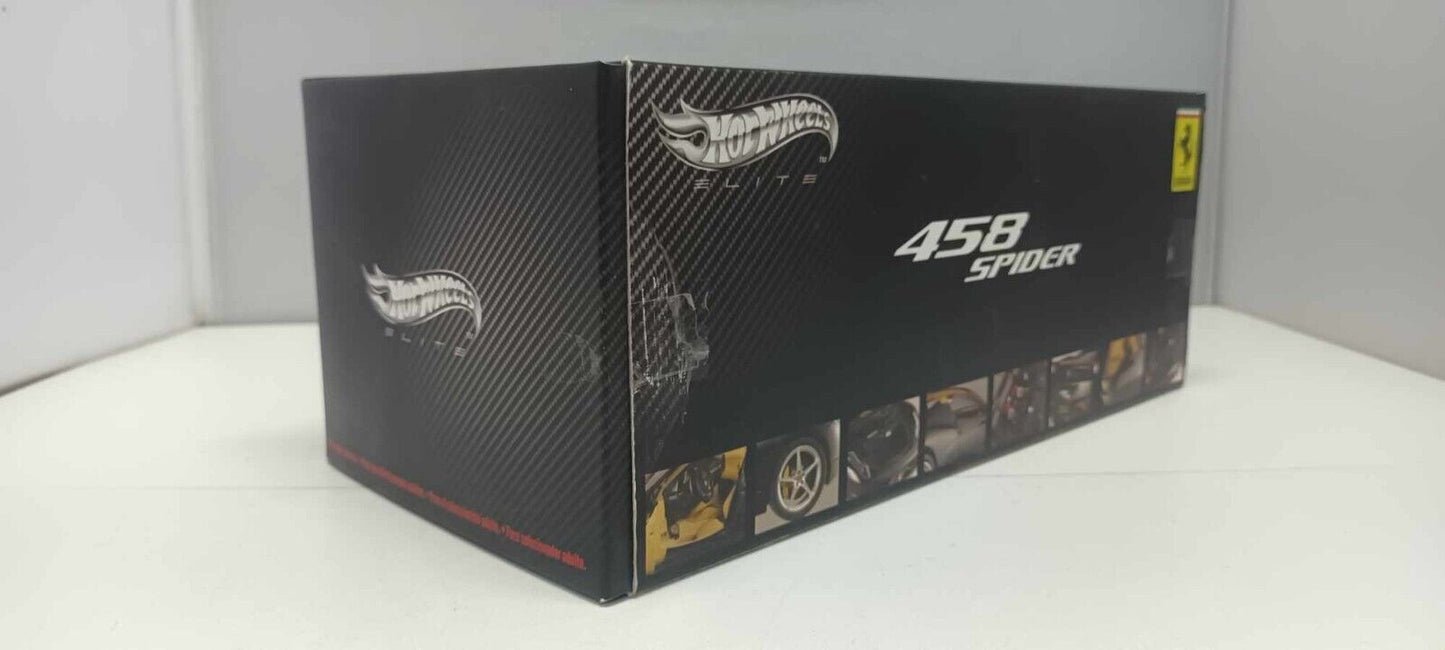 Ferrari 458 Spider Nero Black Hot Wheels Elite 1:18 Usato + Box Hotwheels Rare