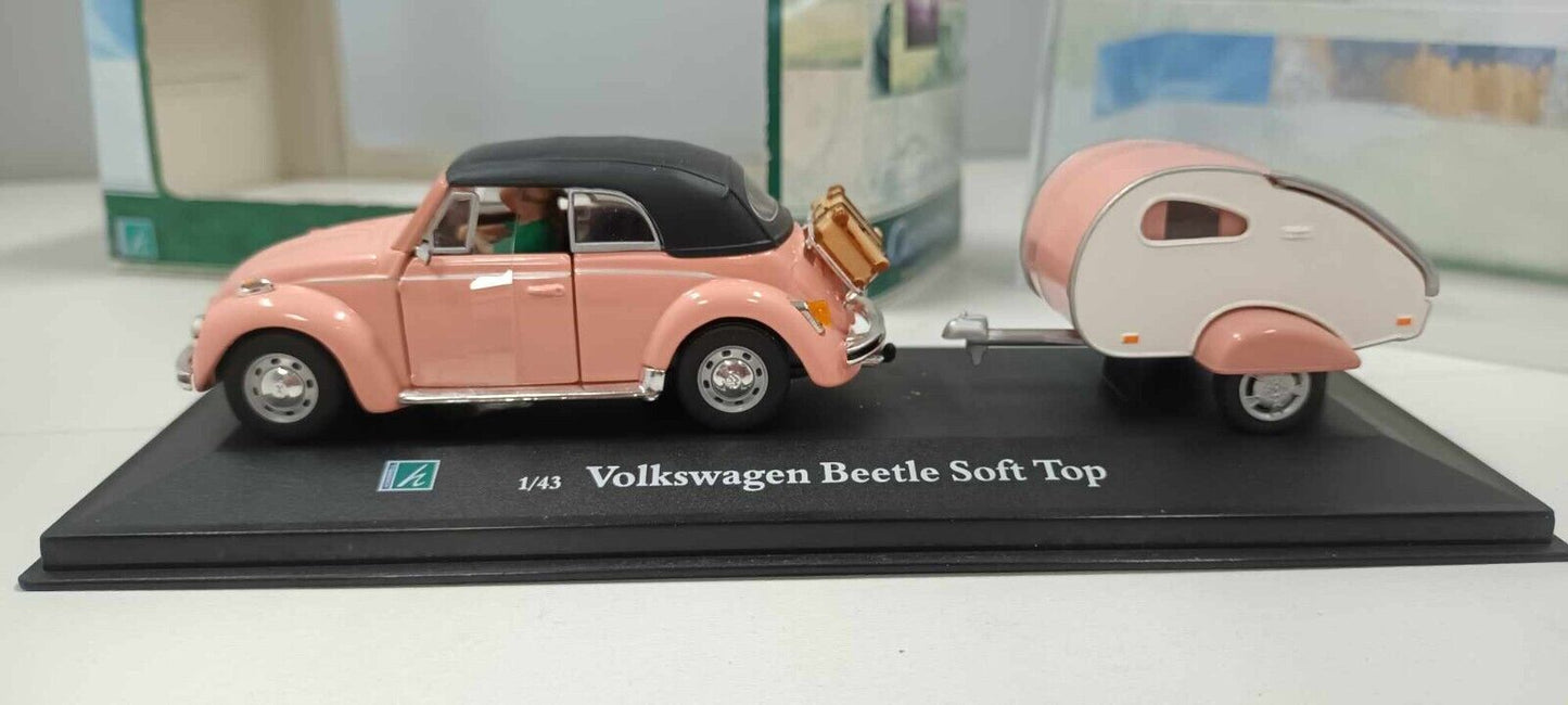 Volkswagen Beetle Soft Top Cararama 1/43 Rosa + Box Teca GM Shop
