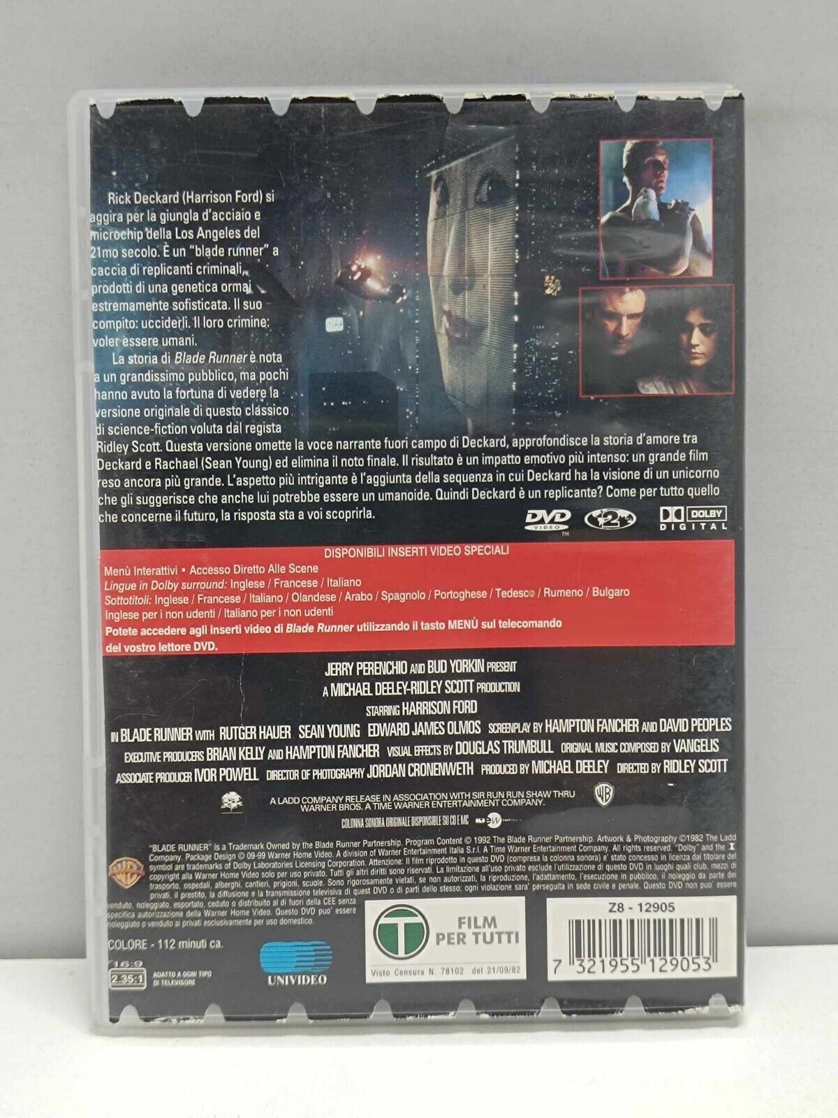 Blade Runner Film DVD Italiano Director's Cut Usato Ita Harrison Ford Rare