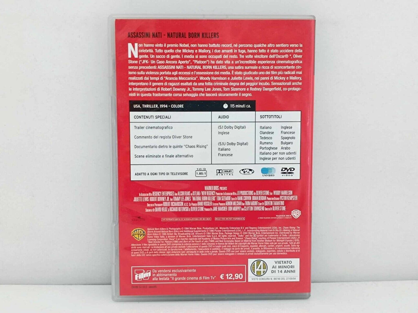 Assassini Nati Film DVD Usato Italiano Natural Born Killers Robert Downey Jr.