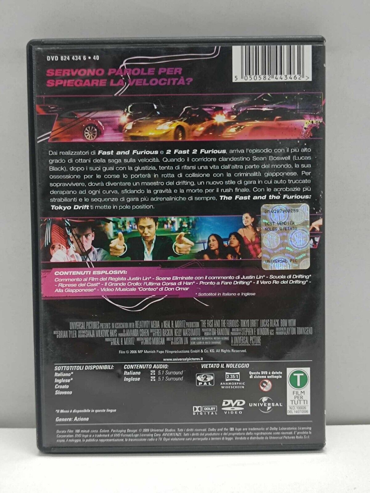 Lotto Fast And Furious 1 - 5 DVD Usato 5 Film Italiano Ita