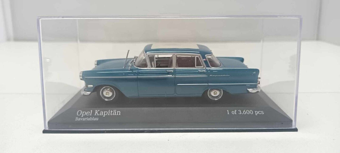 Opel Kapitan Bavariablau 1959 Blu Minichamps 1:43 Usato Limited Edition 3600 pcs