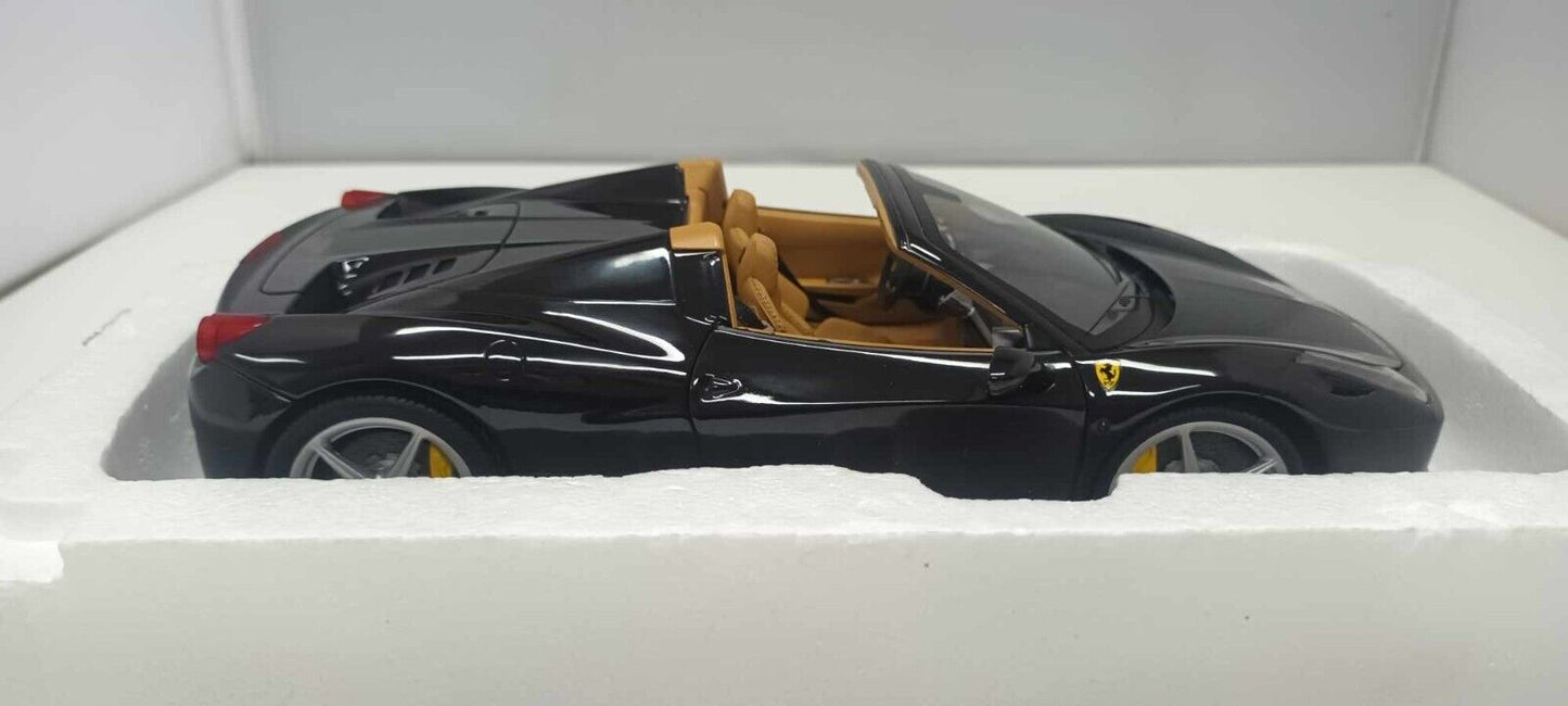 Ferrari 458 Spider Nero Black Hot Wheels Elite 1:18 Usato + Box Hotwheels Rare