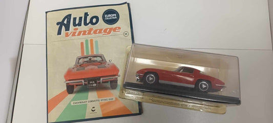 Chevrolet Corvette Sting Ray 1963 Auto Vintage + Fascicolo 1:24 GM Shop