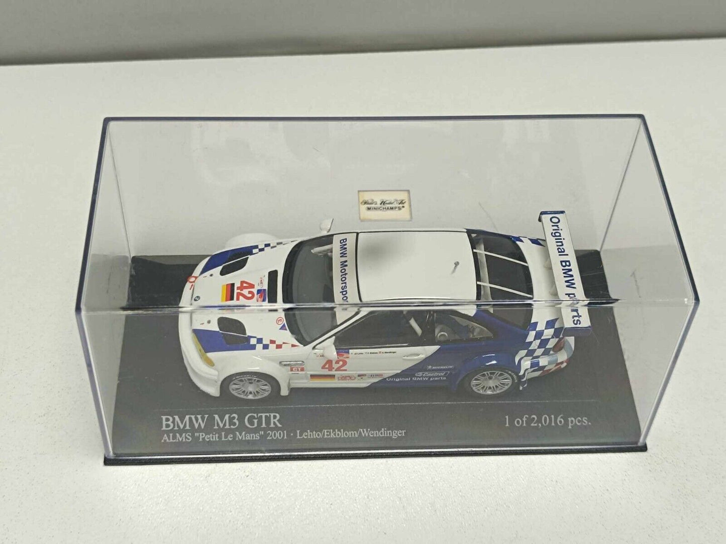 BMW M3 GTR ALMS Petit Le Mans 2001 #42 Limited 2.016 Pz Minichamps 1:43 Usato
