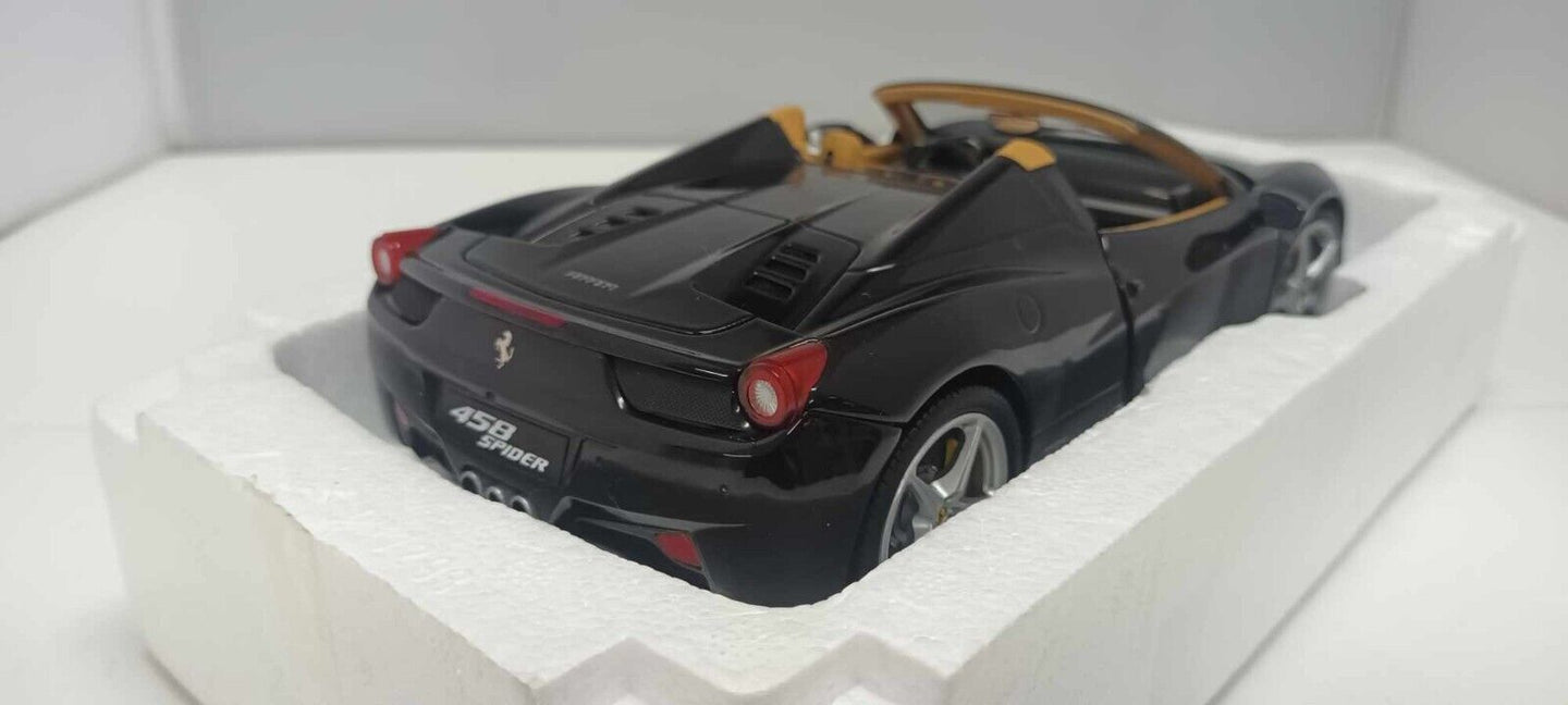 Ferrari 458 Spider Nero Black Hot Wheels Elite 1:18 Usato + Box Hotwheels Rare