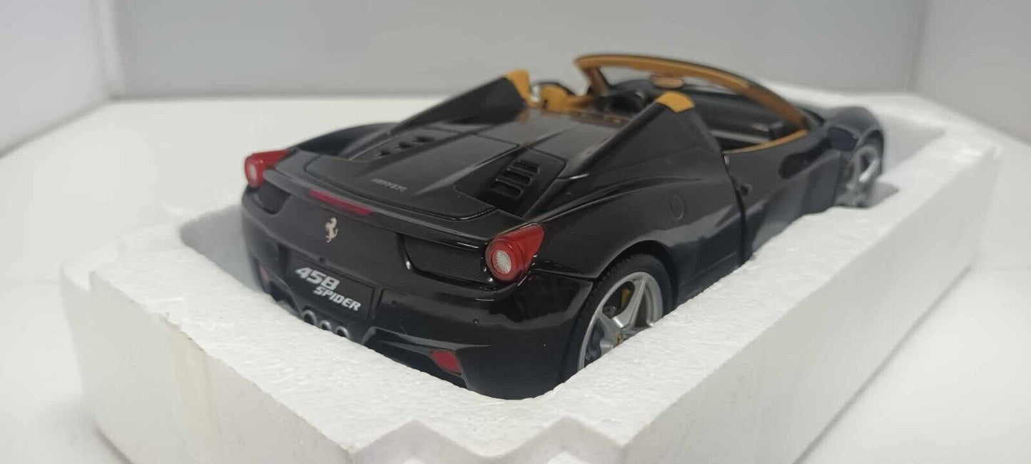 Ferrari 458 Spider Nero Black Hot Wheels Elite 1:18 Usato + Box Hotwheels Rare