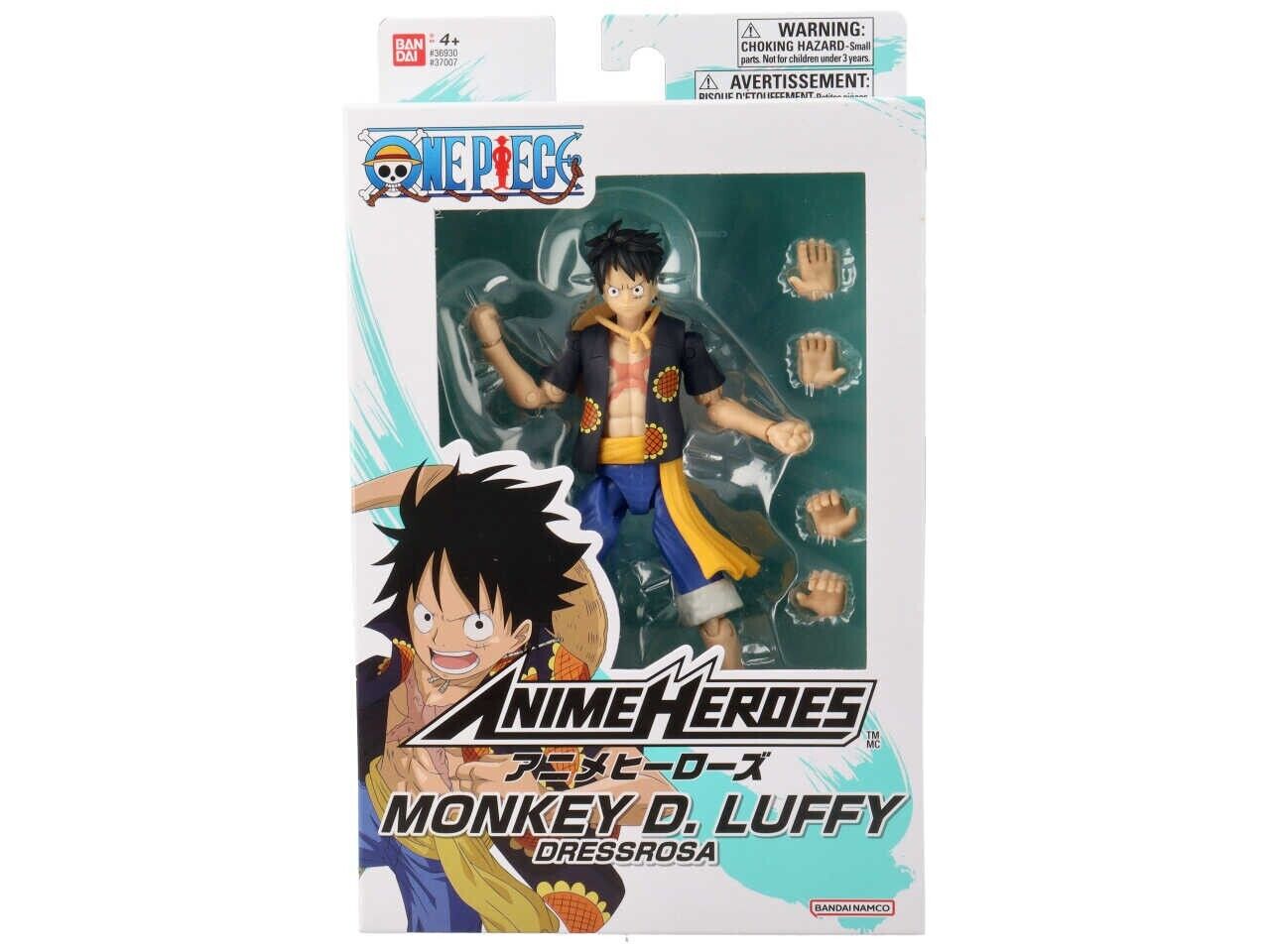 One Piece Monkey Luffy Dressrosa Action Figure Bandai Namco Anime Heroes Nuovo
