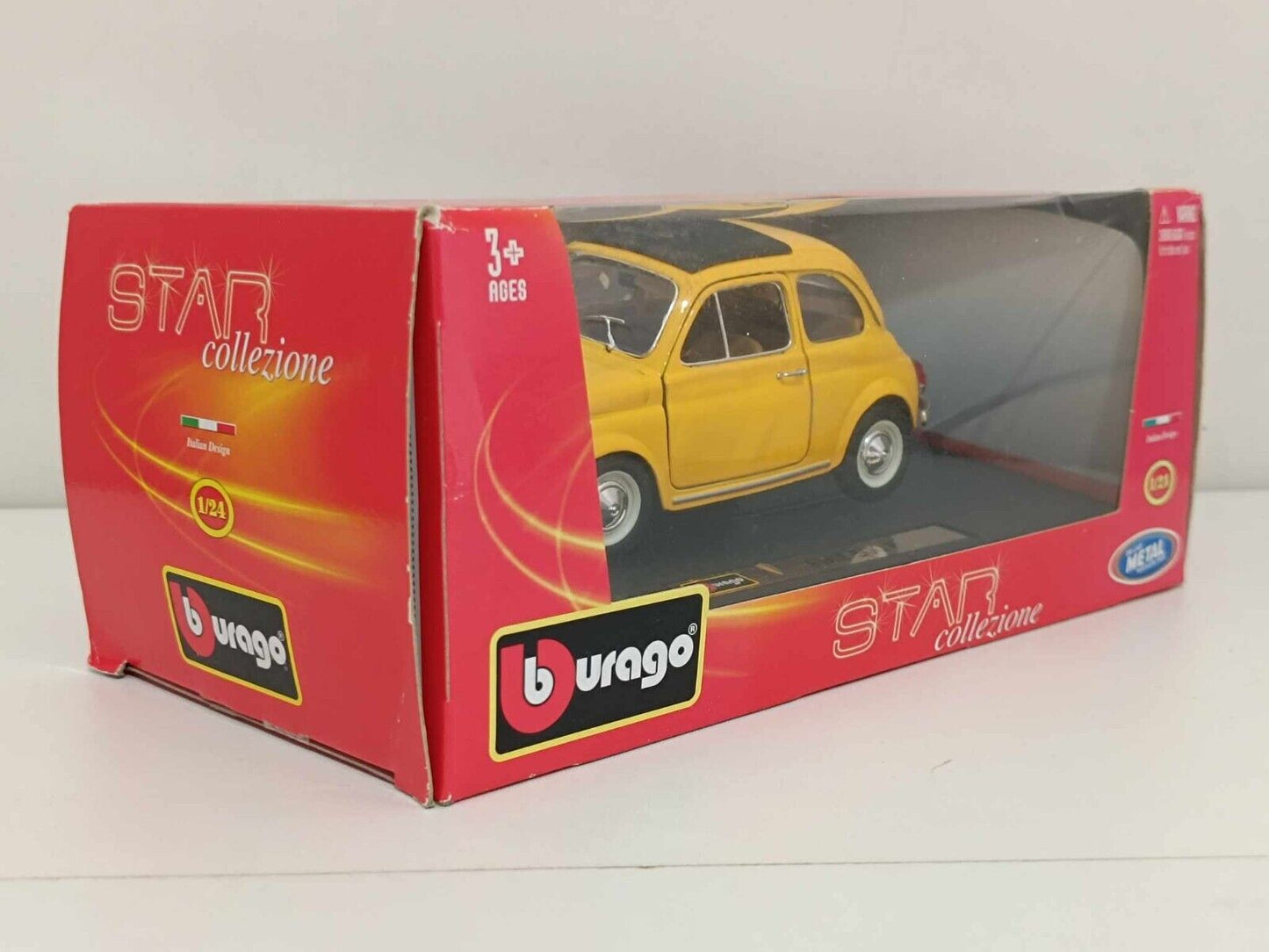 Fiat 500 F (Gialla) - Burago 1:24 (1:21) GM Shop