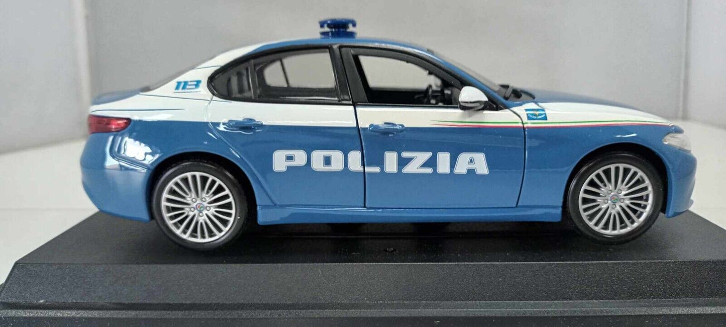 Alfa Romeo Giulia Polizia Italiana Burago Security Team 1:24 Usato + Box GM Shop