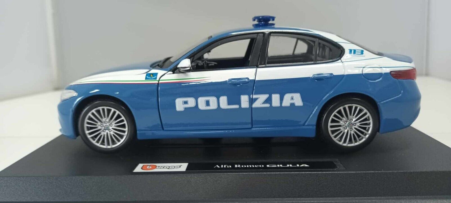Alfa Romeo Giulia Polizia Italiana Burago Security Team 1:24 Usato + Box GM Shop