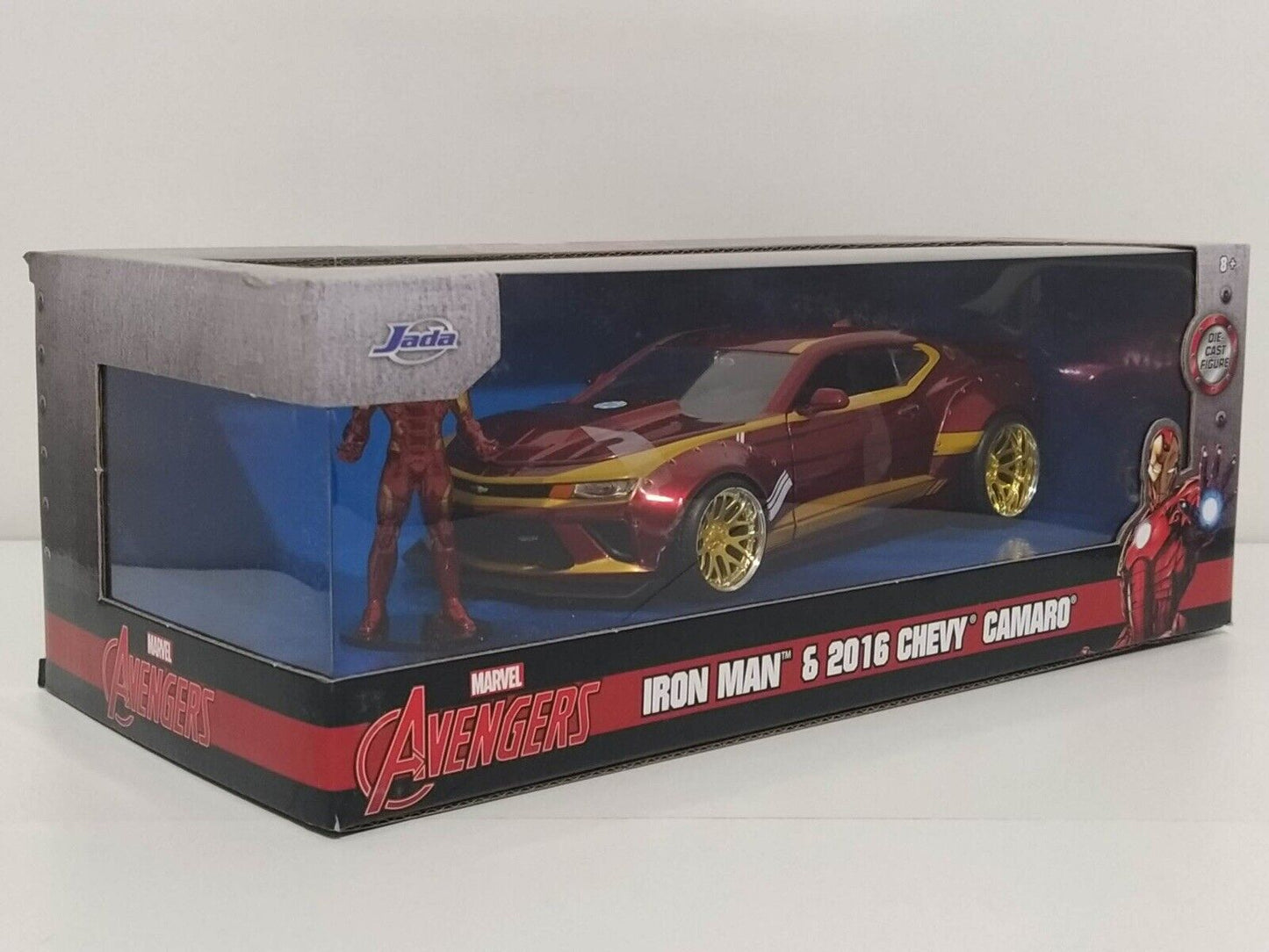 Modellino Auto Marvel Avengers Iron Man 2016 Chevy Camaro Jada 1:24 GM Shop