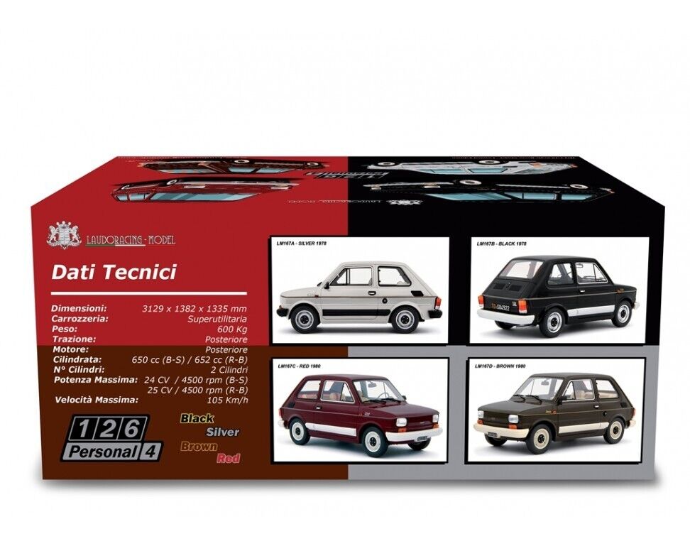 Fiat 126 Personal 4 Marrone Brown 1980 Laudoracing 1:18 Nuovo Limited Edition