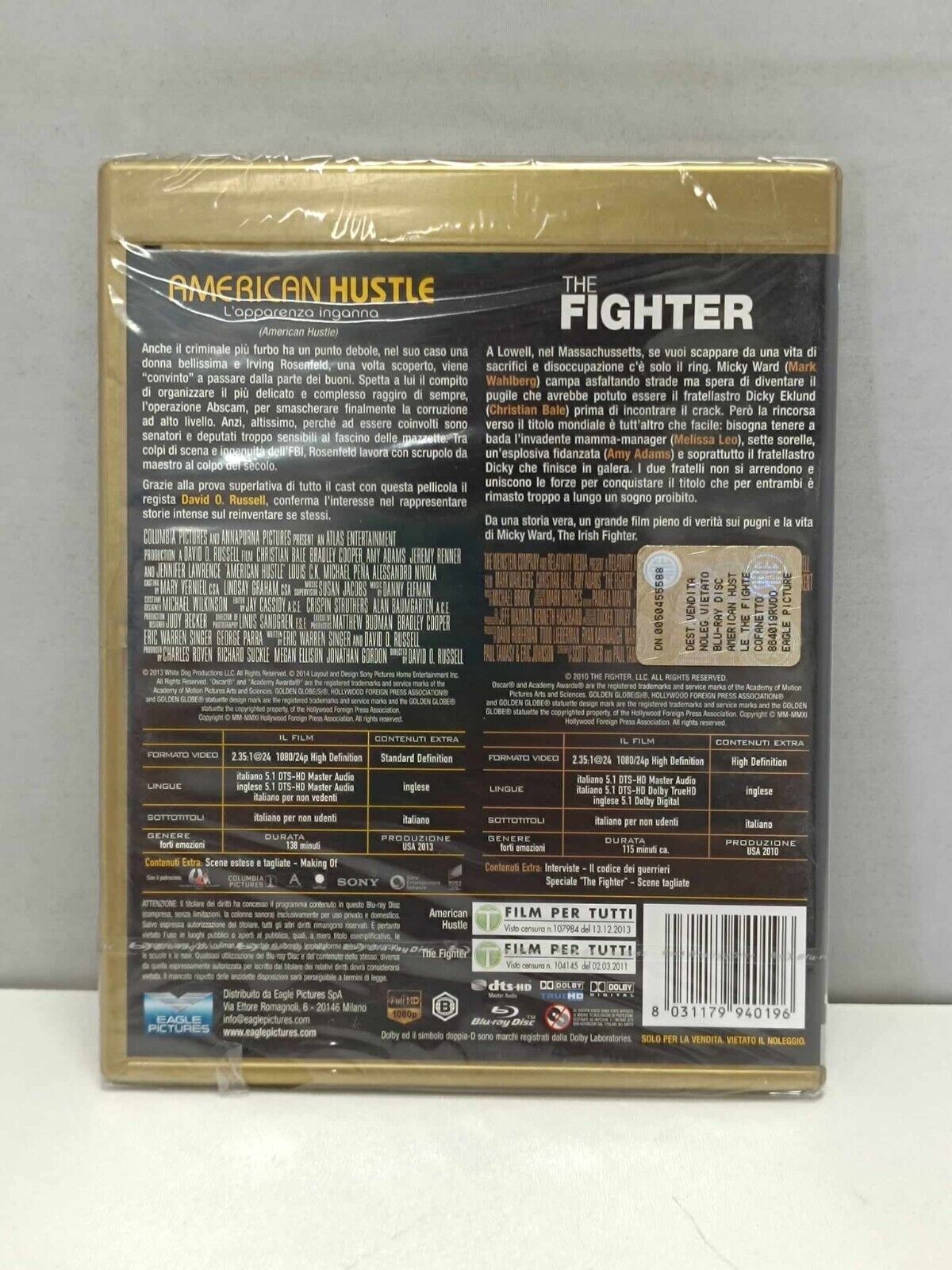 American Hustle + The Fighter Film Bluray Italiano Ita Nuovo 2 Dischi Limited