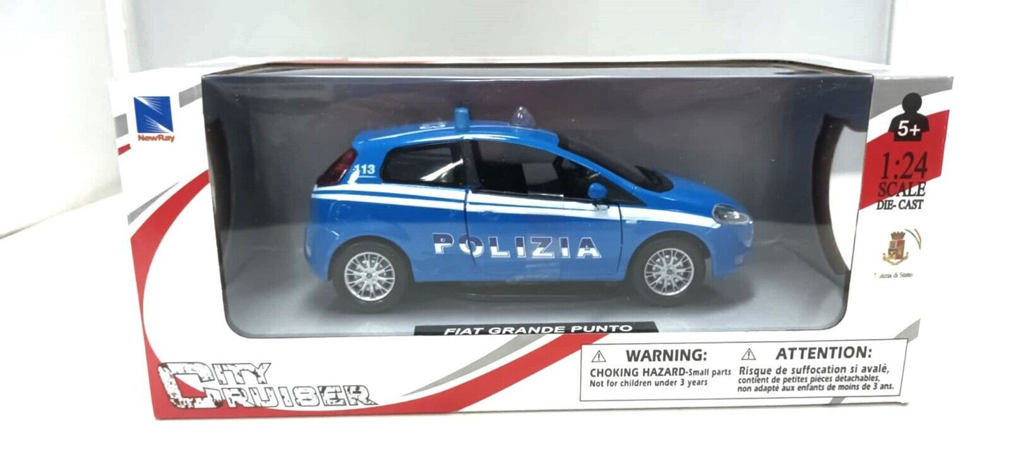 Fiat Grande Punto Polizia Police Newray New Ray City Cruiser 1:24 Nuovo 1/24