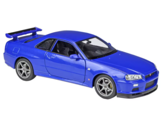 Nissan Skyline GT-R R34 Blu Blue Welly Nex 1:24 Nuovo 1/24
