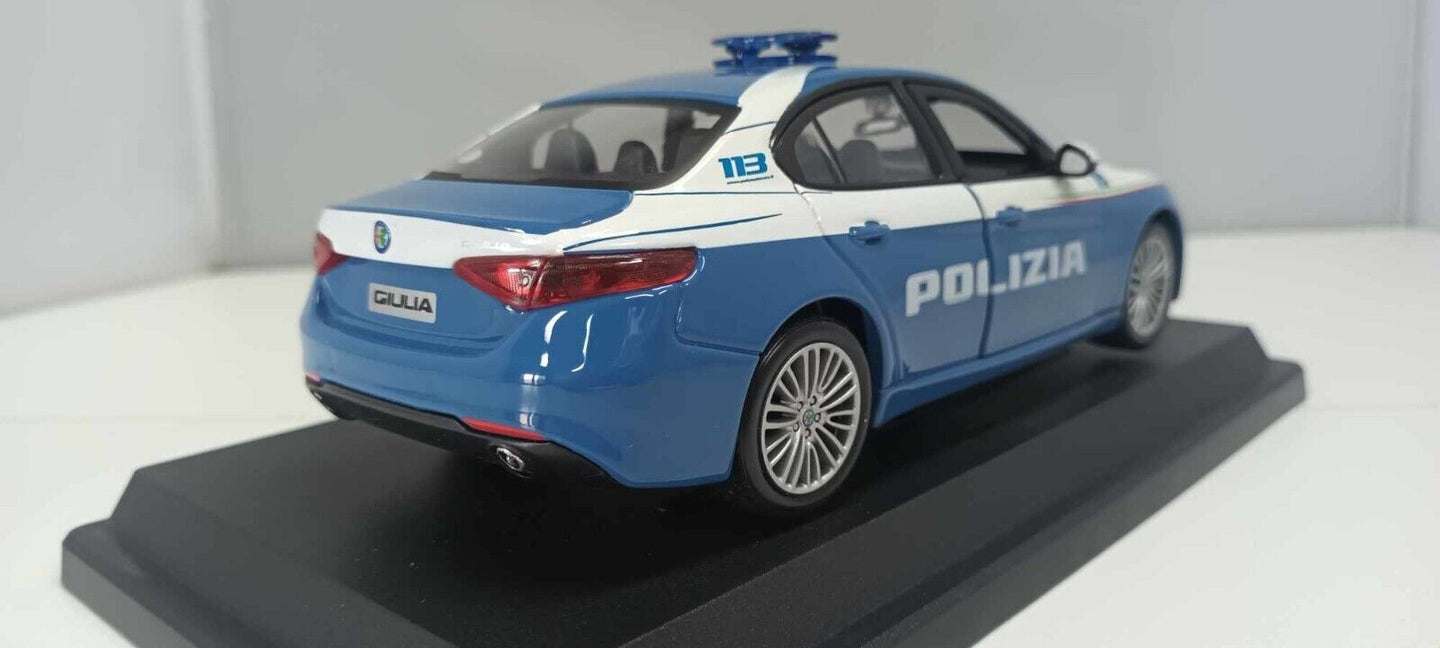 Alfa Romeo Giulia Polizia Italiana Burago Security Team 1:24 Usato + Box GM Shop