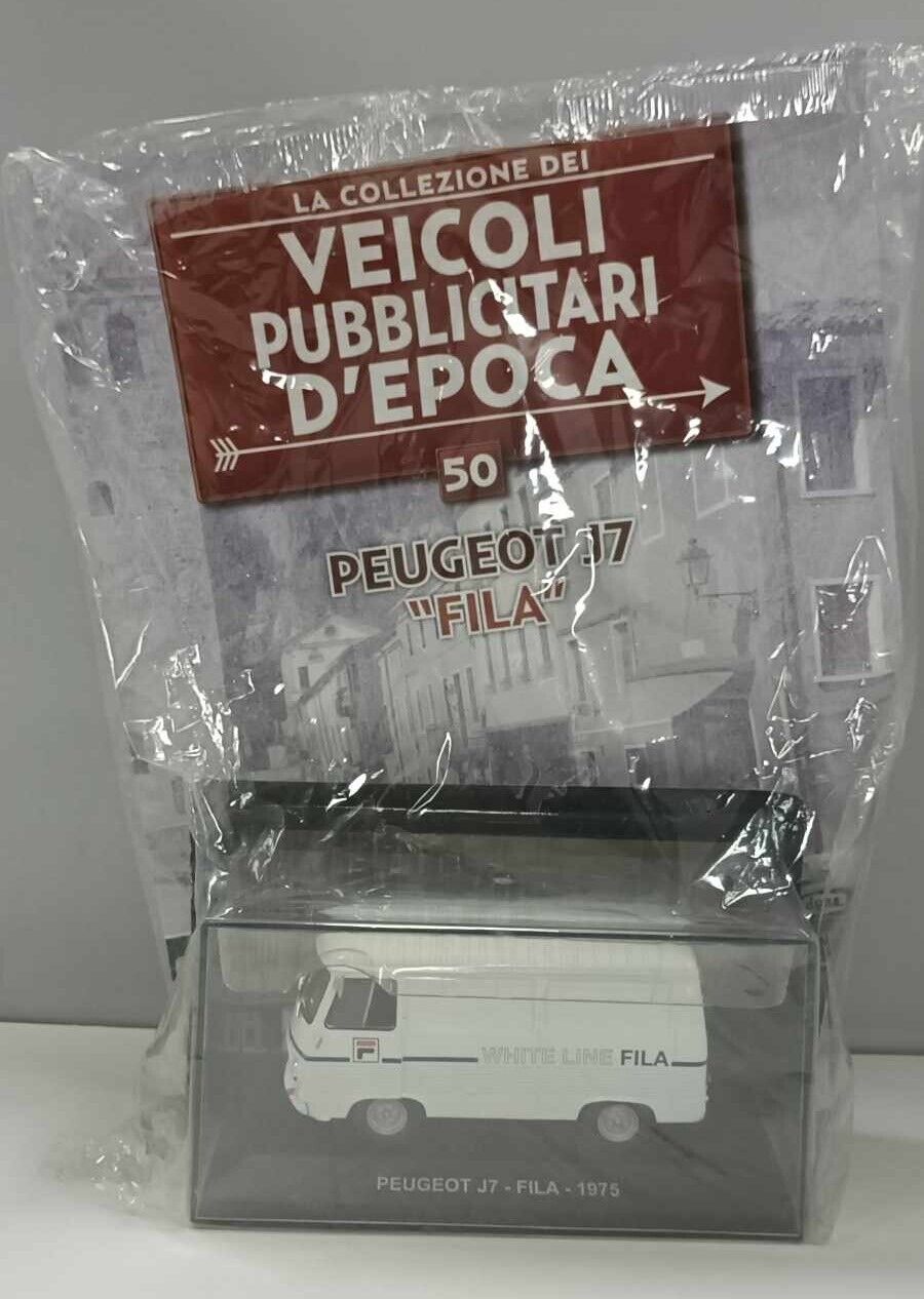 Peugeot J7 - FILA 1975 1:43 Edicola Veicoli Pubblicitari Epoca + Fascicolo