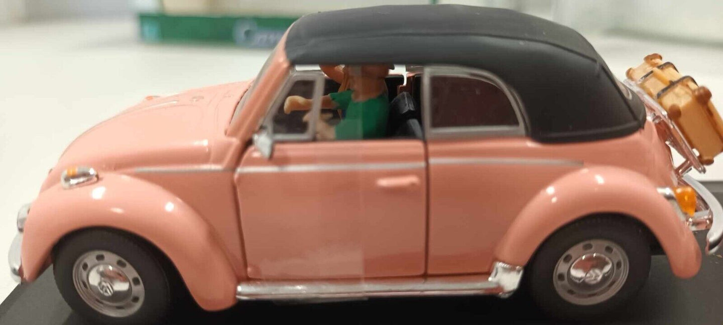 Volkswagen Beetle Soft Top Cararama 1/43 Rosa + Box Teca GM Shop