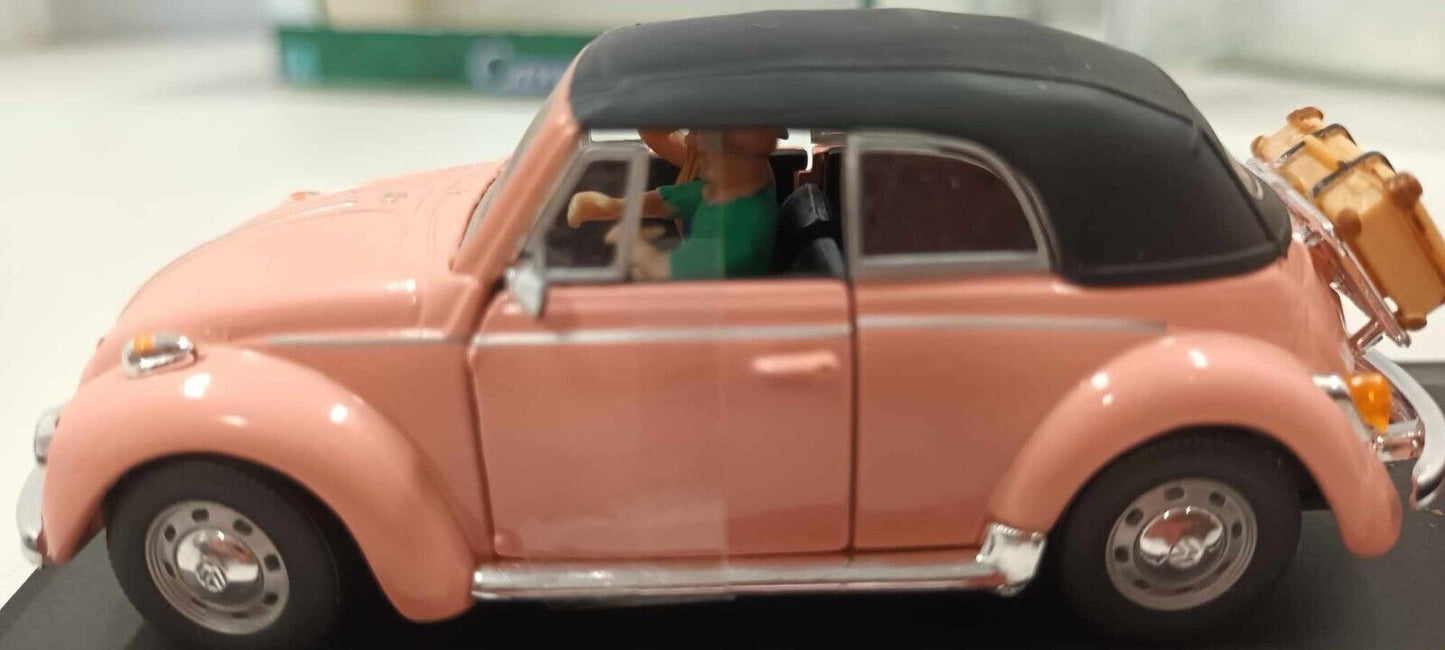 Volkswagen Beetle Soft Top Cararama 1/43 Rosa + Box Teca GM Shop